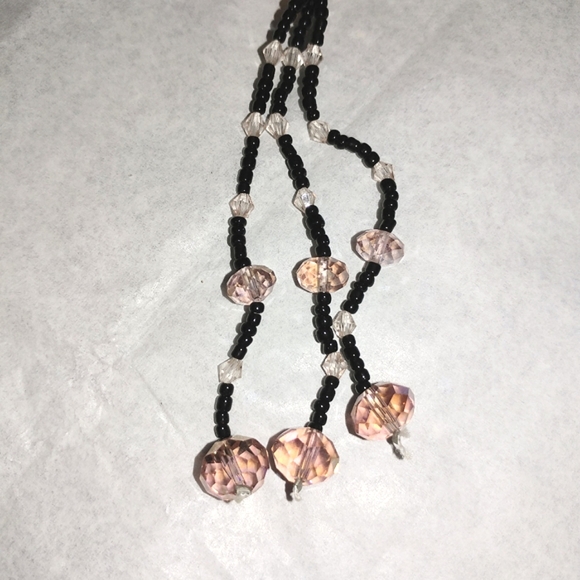ROSE QUARTZ & PINK CRYSTAL TASSEL NECKLACE - 28" LONG - Picture 2 of 4